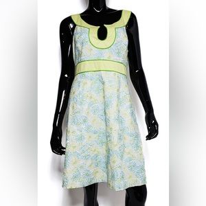 Lilly Pulitzer: Yellow Embroidered Flowers Cleopatra Sleeveless Dress Vintage 8